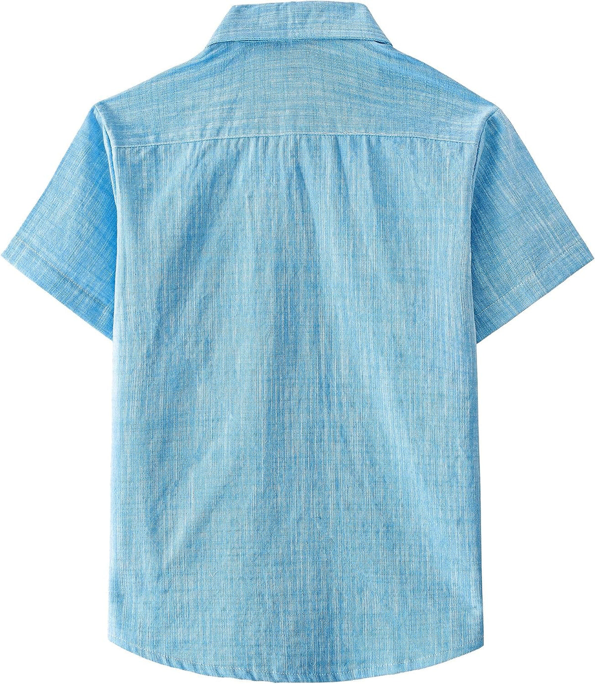 JOGAL Boys' Cotton Chambray Short-Sleeve Shirt - Denim Blue - back