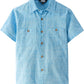 JOGAL Boys' Cotton Chambray Short-Sleeve Shirt - Denim Blue - front