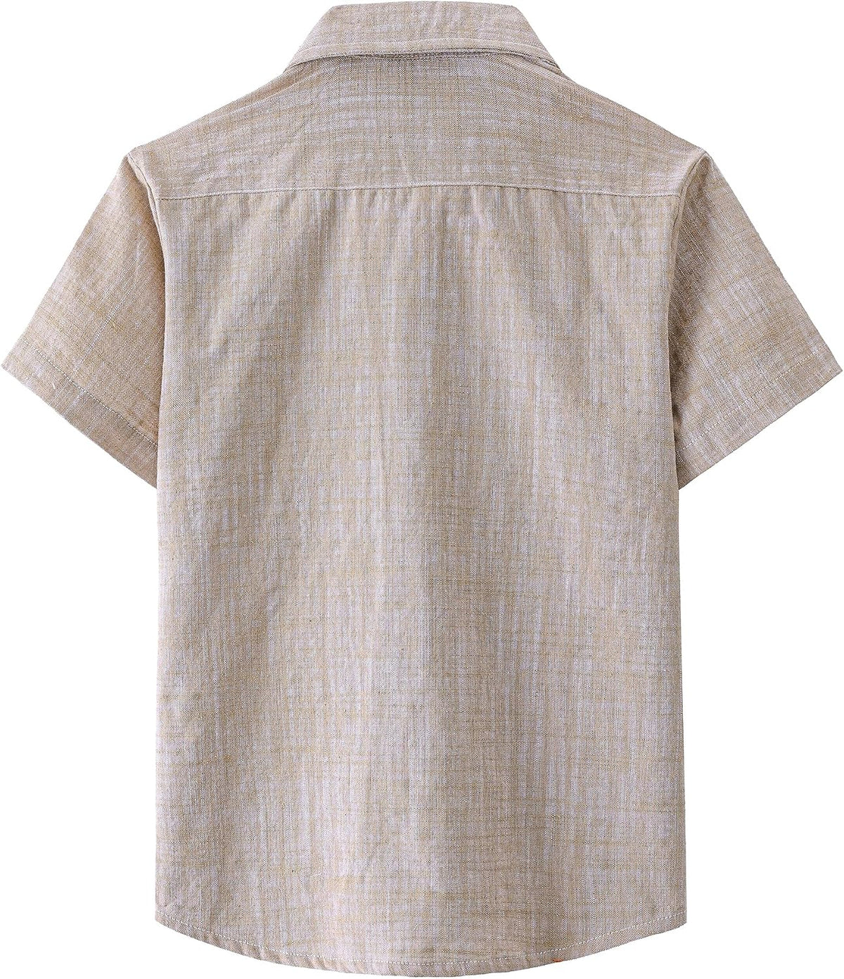 JOGAL Boys' Cotton Chambray Short-Sleeve Shirt - Khaki - back