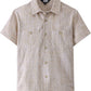 JOGAL Boys' Cotton Chambray Short-Sleeve Shirt - Khaki - front