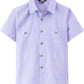 JOGAL Boys' Cotton Chambray Short-Sleeve Shirt - Lavender - front