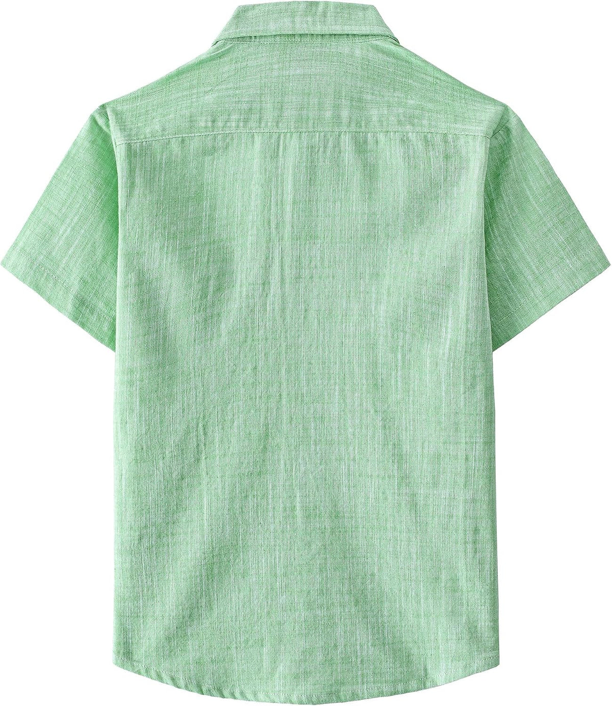 JOGAL Boys' Cotton Chambray Short-Sleeve Shirt - Light Green - back