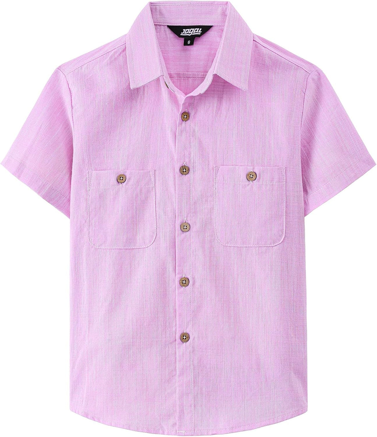 JOGAL Boys' Cotton Chambray Short-Sleeve Shirt - Lightpink - front