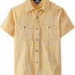 JOGAL Boys' Cotton Chambray Short-Sleeve Shirt - Orange - front
