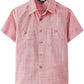 JOGAL Boys' Cotton Chambray Short-Sleeve Shirt - Orangered - front