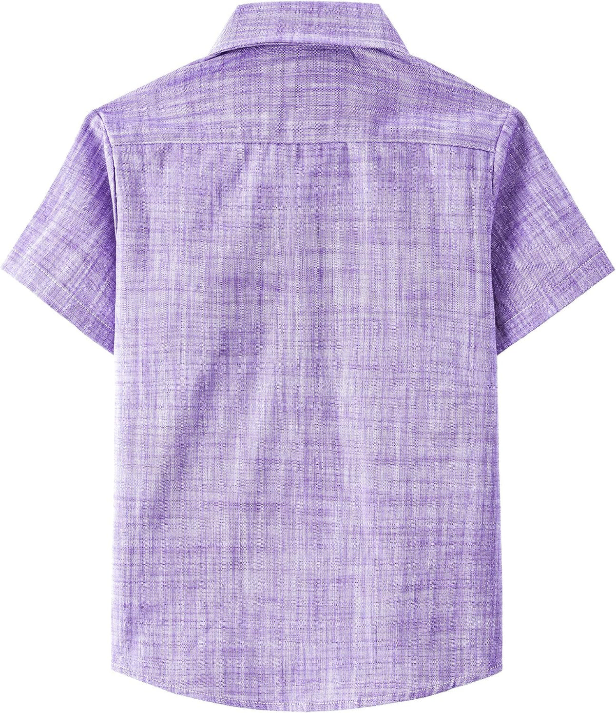 JOGAL Boys' Cotton Chambray Short-Sleeve Shirt - Purple - back