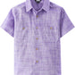 JOGAL Boys' Cotton Chambray Short-Sleeve Shirt - Purple - front
