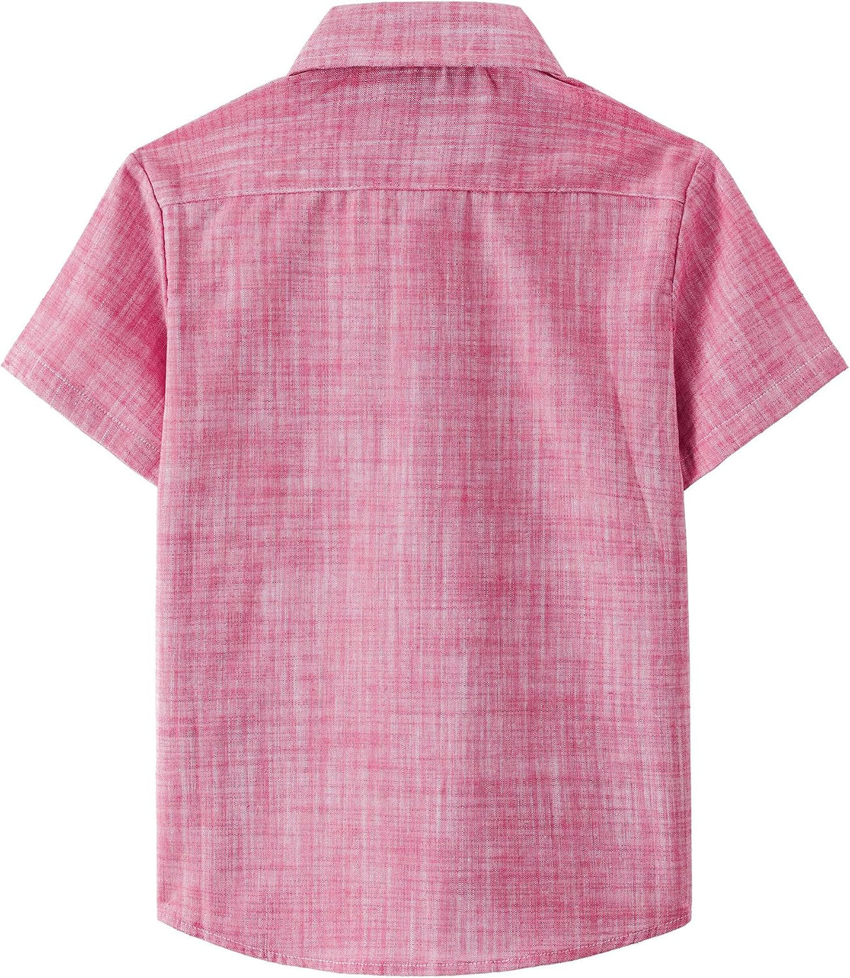 JOGAL Boys' Cotton Chambray Short-Sleeve Shirt - Red - back
