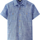JOGAL Boys' Cotton Chambray Short-Sleeve Shirt - Royalblue - front
