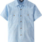 JOGAL Boys' Cotton Chambray Short-Sleeve Shirt - Skyblue - front