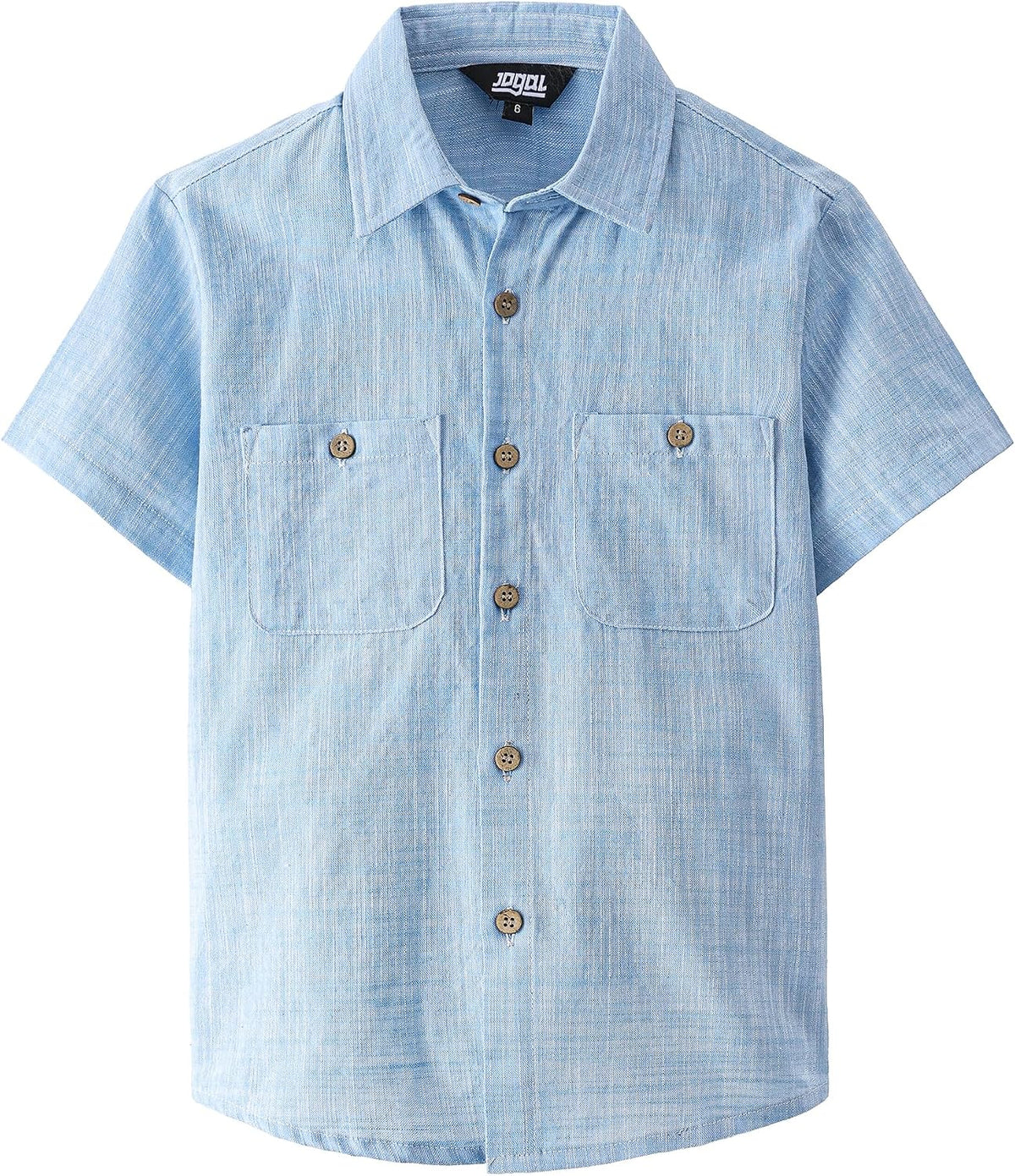 JOGAL Boys' Cotton Chambray Short-Sleeve Shirt - Skyblue - front