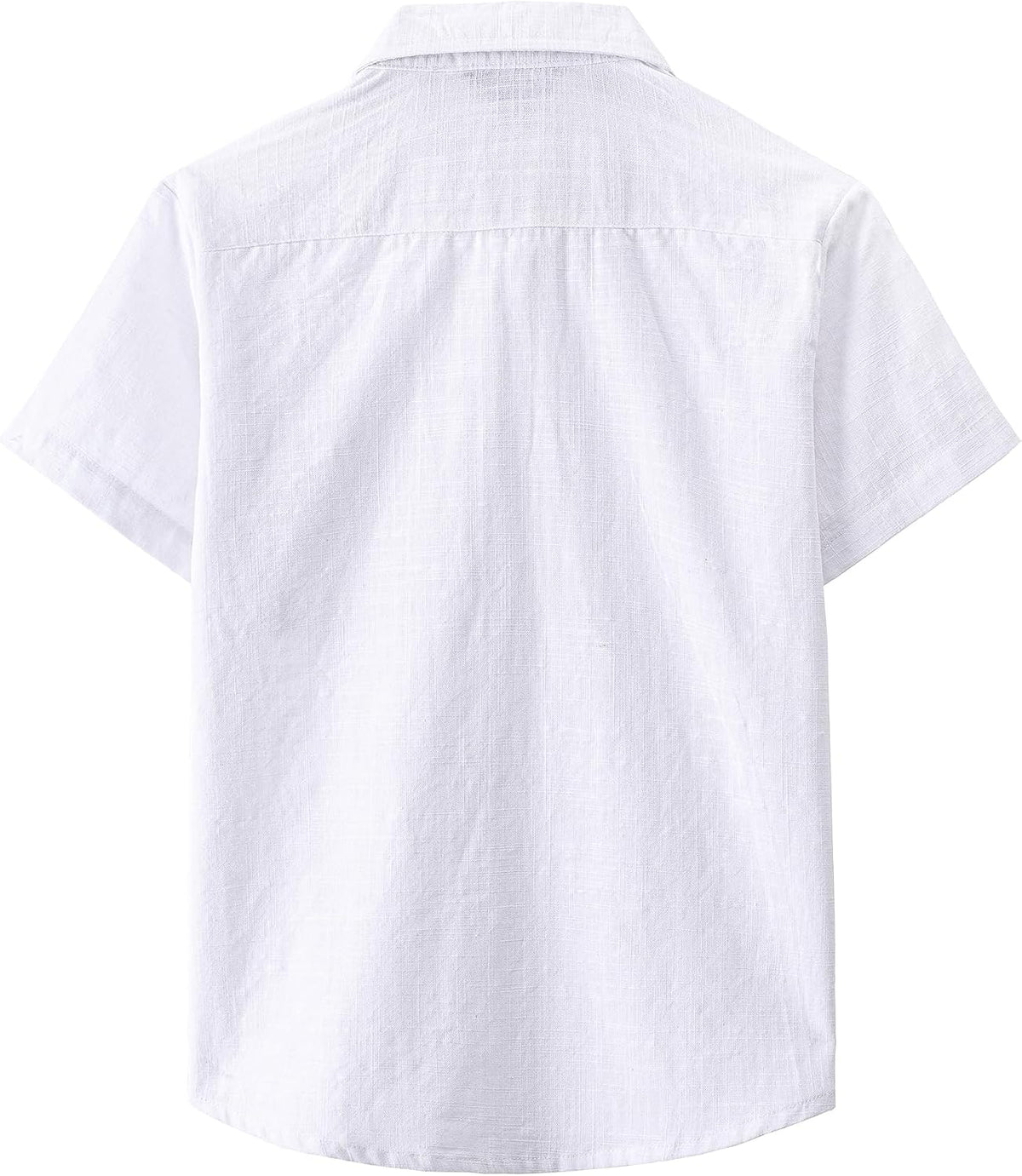 JOGAL Boys' Cotton Chambray Short-Sleeve Shirt - White - back