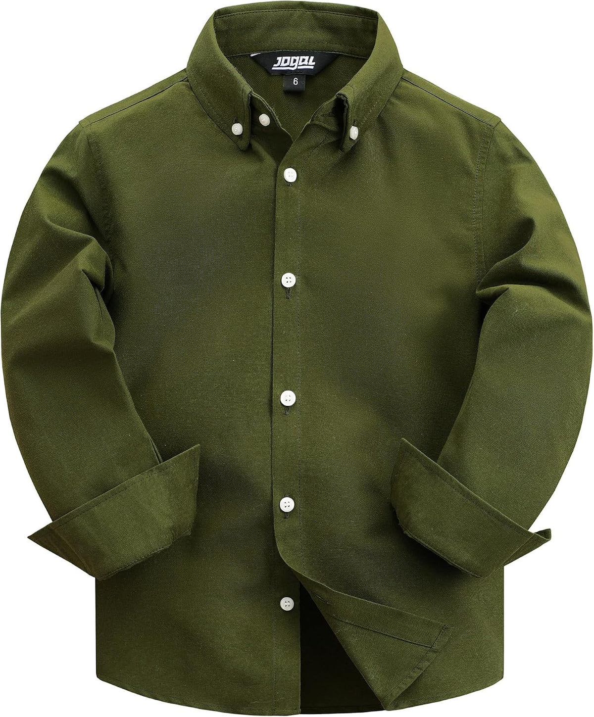 JOGAL C570 Boys' Oxford Long-Sleeve Dress Shirt - Army Green - front