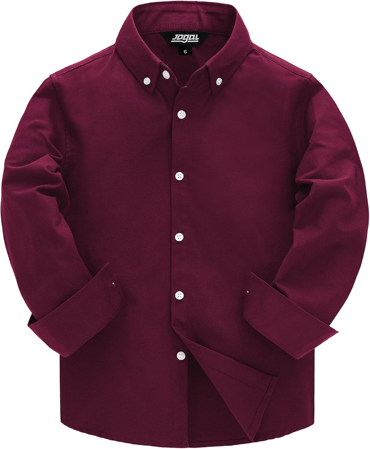 JOGAL C570 Boys' Oxford Long-Sleeve Dress Shirt - Burgundy - front