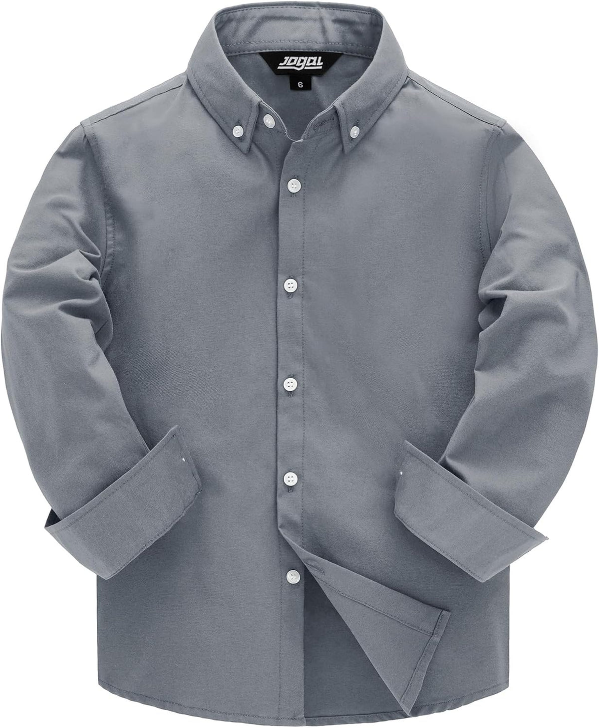 JOGAL C570 Boys' Oxford Long-Sleeve Dress Shirt - Greyish Black - front