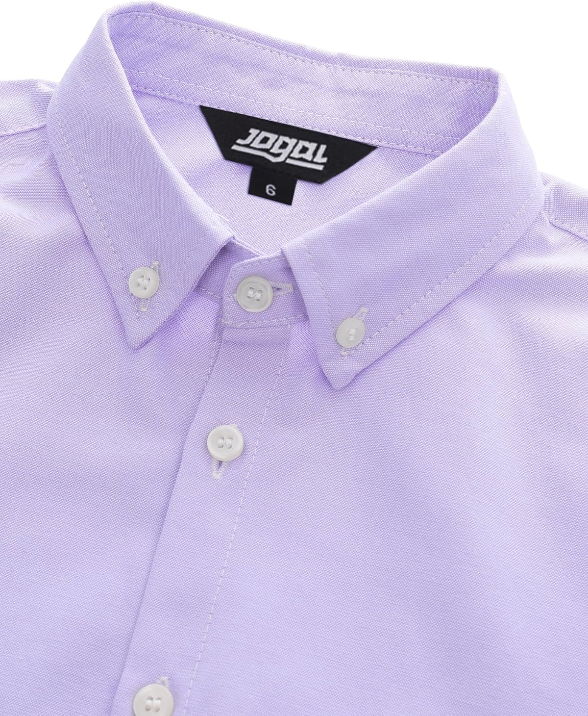 JOGAL C570 Boys' Oxford Long-Sleeve Dress Shirt - Lavender - collar and placket detail