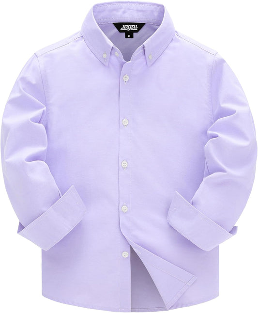 JOGAL C570 Boys' Oxford Long-Sleeve Dress Shirt - Lavender - front