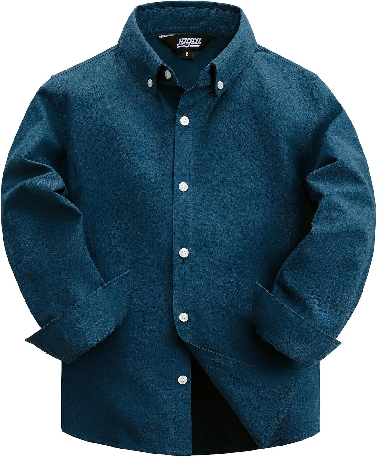 JOGAL C570 Boys' Oxford Long-Sleeve Dress Shirt - Steel Blue - front
