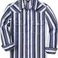 JOGAL C575 boys' Long-Sleeve Striped Western Pearl Snap Shirt in Black White, front view