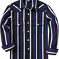 JOGAL C575 boys' Long-Sleeve Striped Western Pearl Snap Shirt in Blue Black, front view