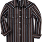 JOGAL C575 boys' Long-Sleeve Striped Western Pearl Snap Shirt in Brown Black, front view