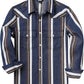 JOGAL C575 boys' Long-Sleeve Striped Western Pearl Snap Shirt in Denim Brown White, front view