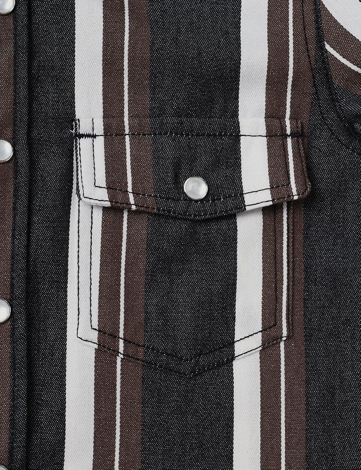JOGAL C575 boys' Long-Sleeve Striped Western Pearl Snap Shirt, detail view