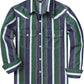 JOGAL C575 boys' Long-Sleeve Striped Western Pearl Snap Shirt in Green White, front view