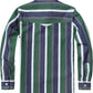 JOGAL C575 boys' Long-Sleeve Striped Western Pearl Snap Shirt in Green White, back view