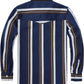 JOGAL C575 boys' Long-Sleeve Striped Western Pearl Snap Shirt in Navy Brown Beige, back view