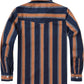 JOGAL C575 boys' Long-Sleeve Striped Western Pearl Snap Shirt in Navy Orange, back view