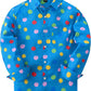 JOGAL C580 boys plaid long sleeve button-down shirt in Blue front view