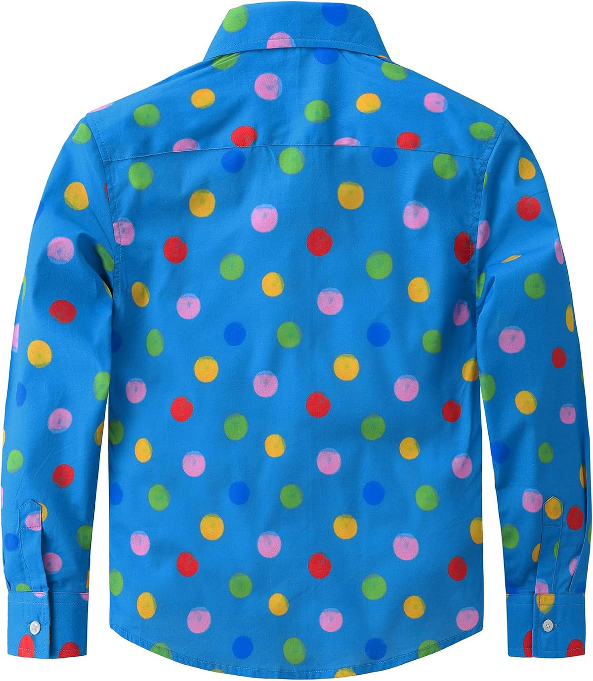 JOGAL C580 boys plaid long sleeve button-down shirt in Blue back view