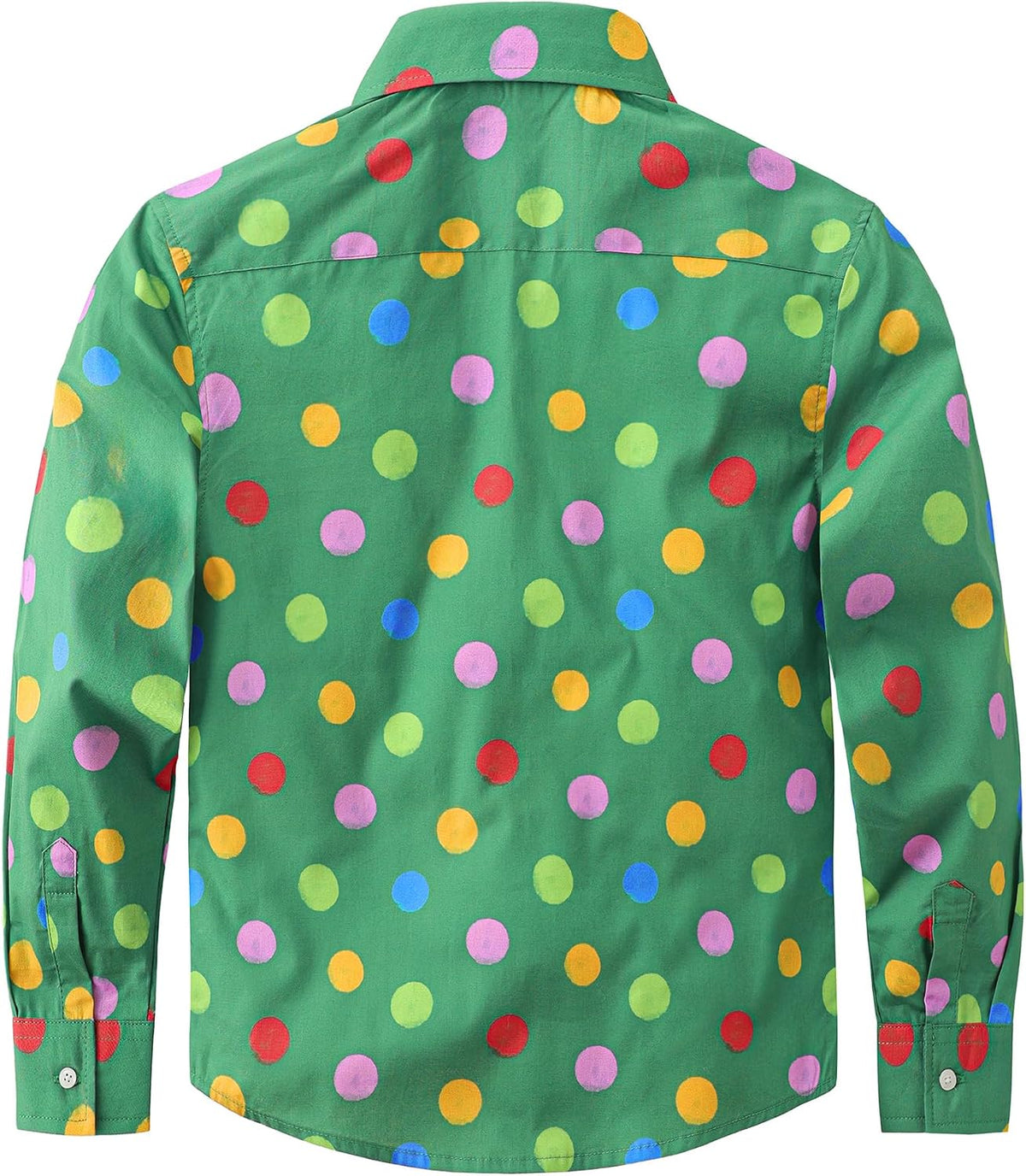 JOGAL C580 boys plaid long sleeve button-down shirt in Grassgreen back view
