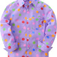 JOGAL C580 boys plaid long sleeve button-down shirt in Lavender front view