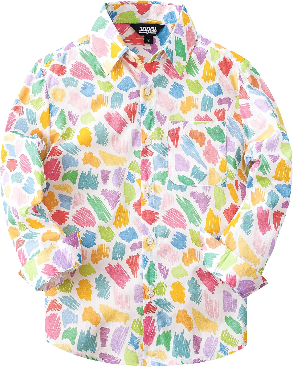 JOGAL C580 boys plaid long sleeve button-down shirt in Multicoloured front view