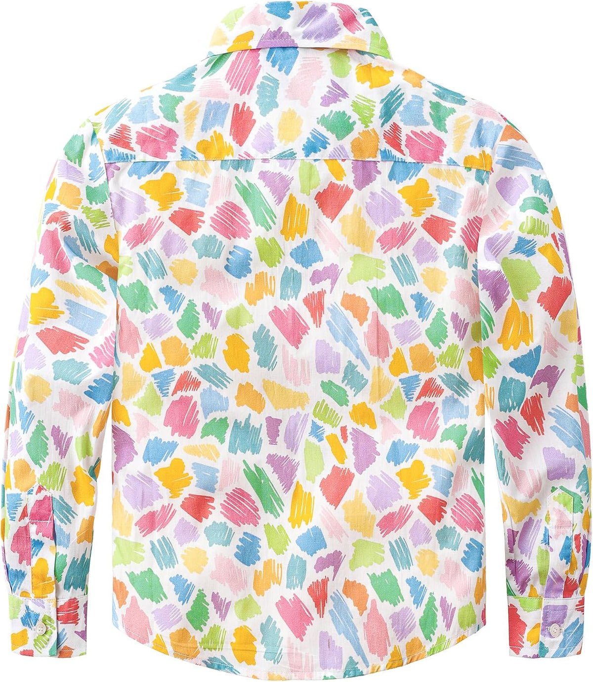 JOGAL C580 boys plaid long sleeve button-down shirt in Multicoloured back view