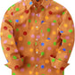JOGAL C580 boys plaid long sleeve button-down shirt in Orange front view