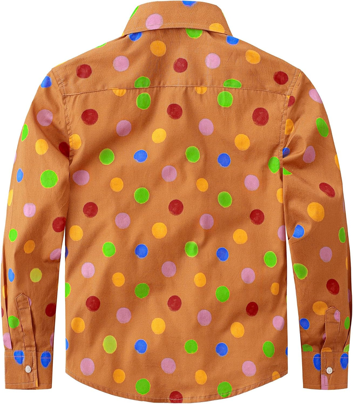 JOGAL C580 boys plaid long sleeve button-down shirt in Orange back view