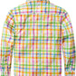JOGAL C580 boys plaid long sleeve button-down shirt in Orange Green back view
