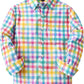 JOGAL C580 boys plaid long sleeve button-down shirt in Pink front view