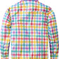 JOGAL C580 boys plaid long sleeve button-down shirt in Pink back view