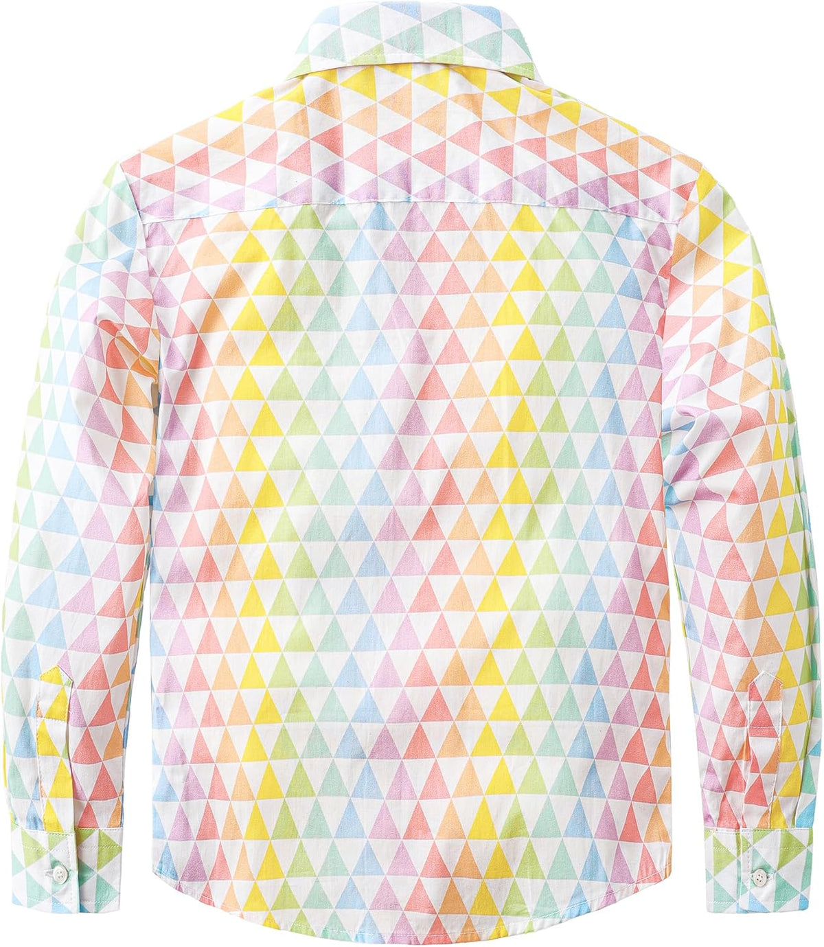JOGAL C580 boys plaid long sleeve button-down shirt in Pink White back view