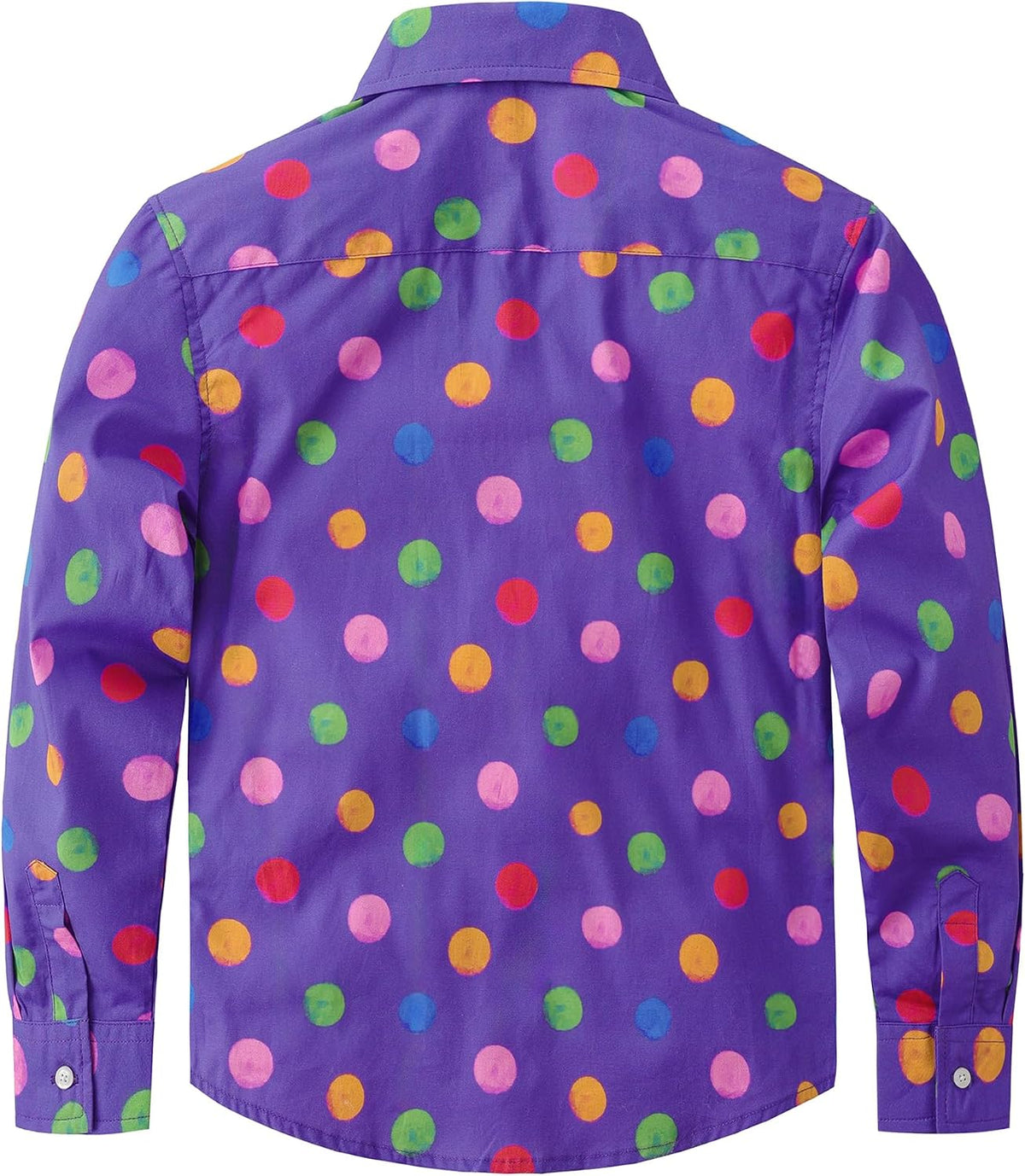 JOGAL C580 boys plaid long sleeve button-down shirt in Purple back view