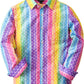 JOGAL C580 boys plaid long sleeve button-down shirt in Purple Rainbow front view