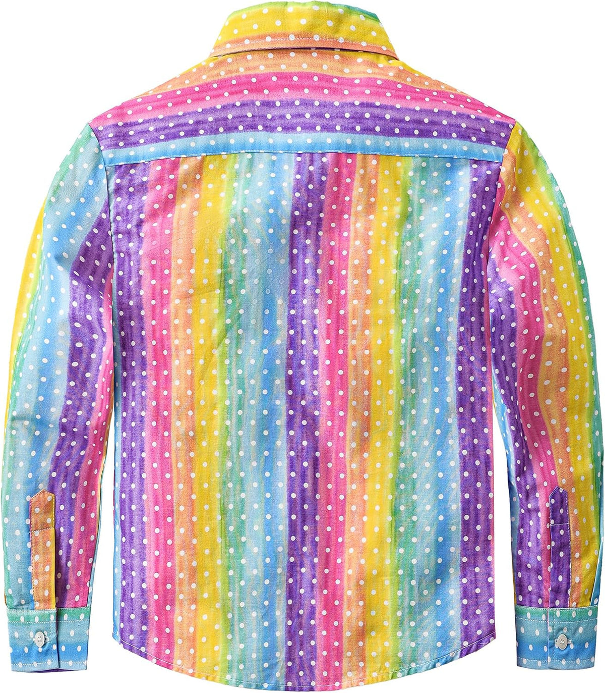 JOGAL C580 boys plaid long sleeve button-down shirt in Purple Rainbow back view
