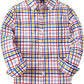 JOGAL C580 boys plaid long sleeve button-down shirt in Red Yellow Blue front view