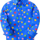 JOGAL C580 boys plaid long sleeve button-down shirt in Royalblue front view