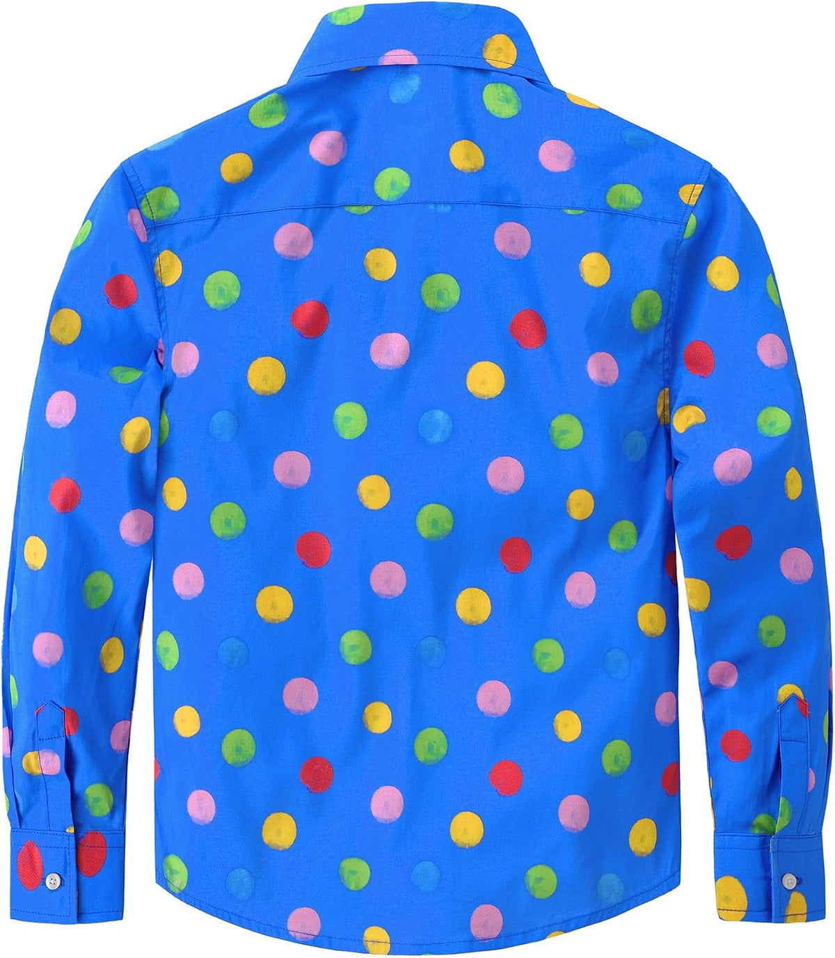 JOGAL C580 boys plaid long sleeve button-down shirt in Royalblue back view