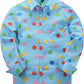 JOGAL C580 boys plaid long sleeve button-down shirt in Skyblue front view